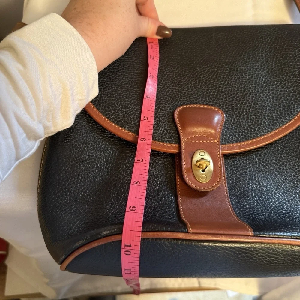Vintage Coach Sheridan Stewart Crossbody Bag Black Pebbled Leather Brown Purse